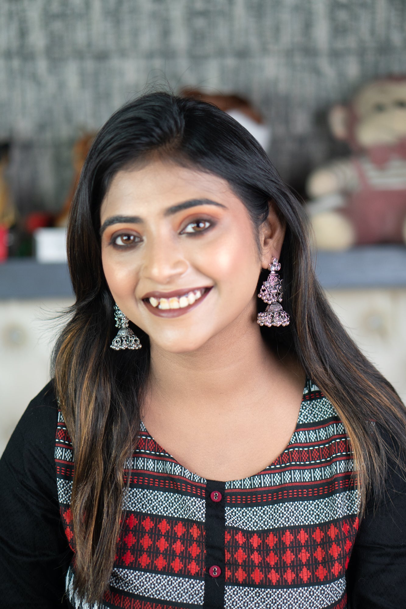 10. Oxidised Jhumka earrings