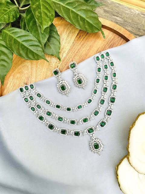 AD stone Gossip collection Bridal set necklace with earrings