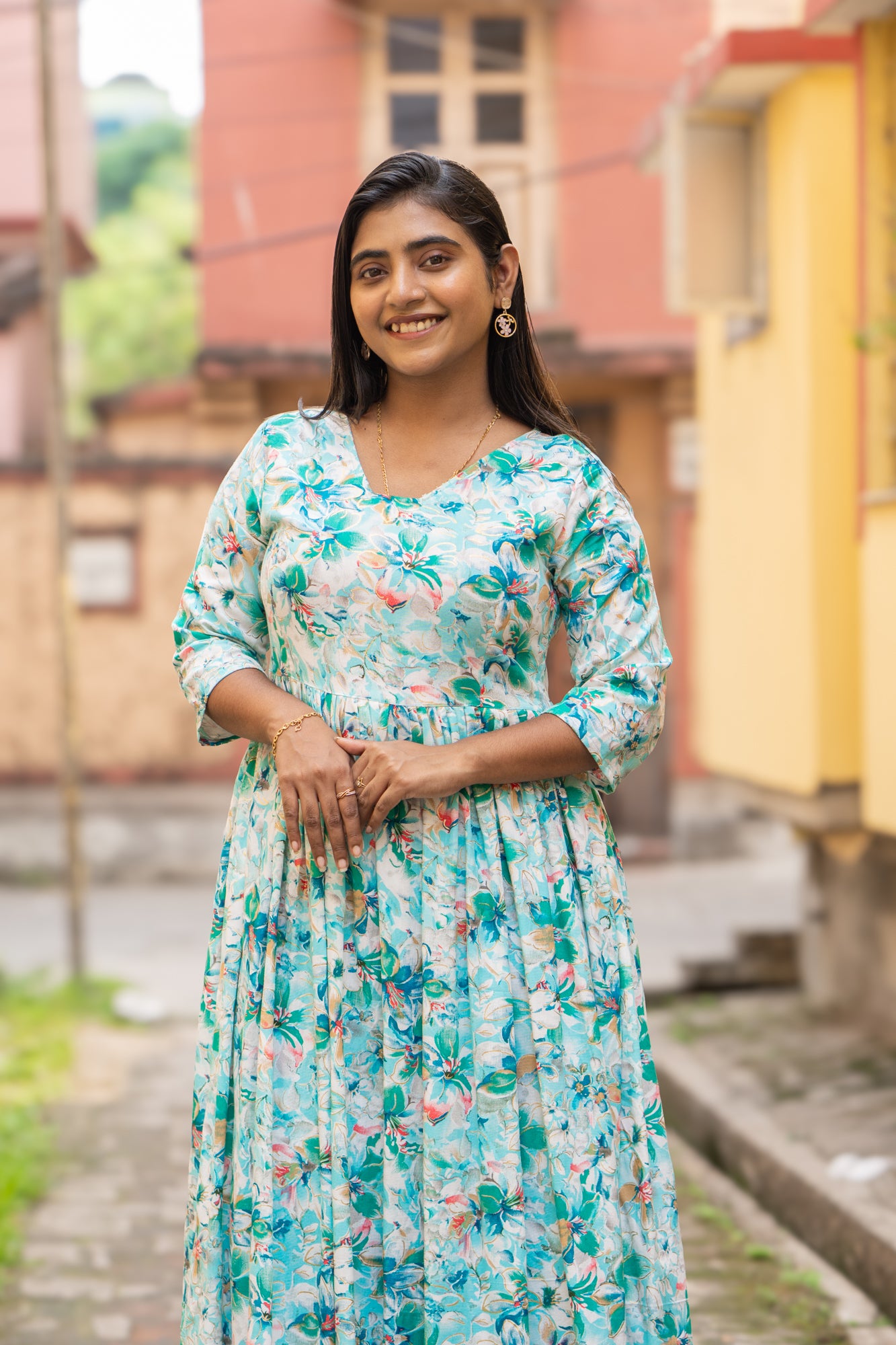 Hyrr Breeze Gown &plazo Set Sea Green
