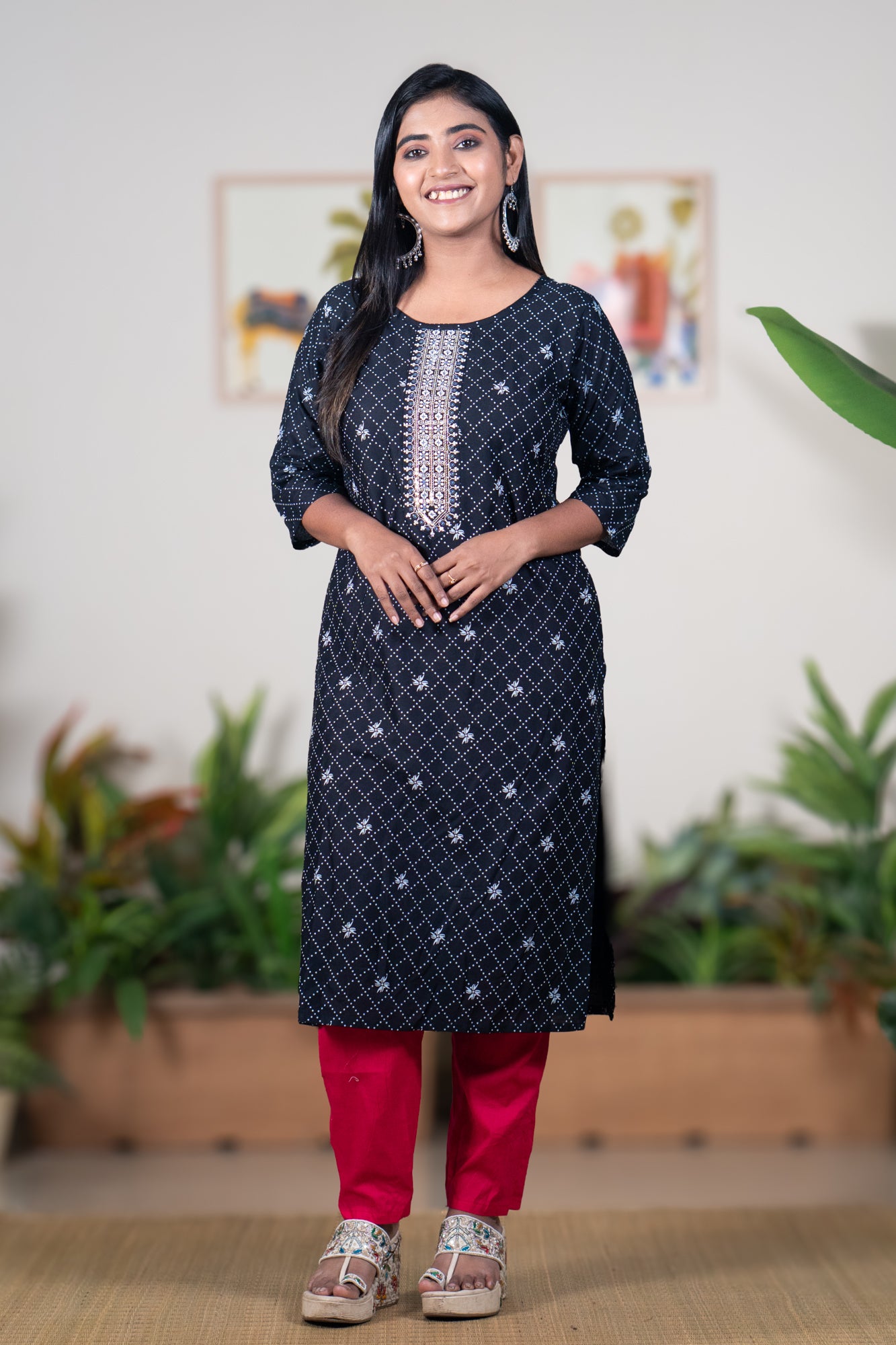 Black Kurti with Thread & Sequin Embroidery