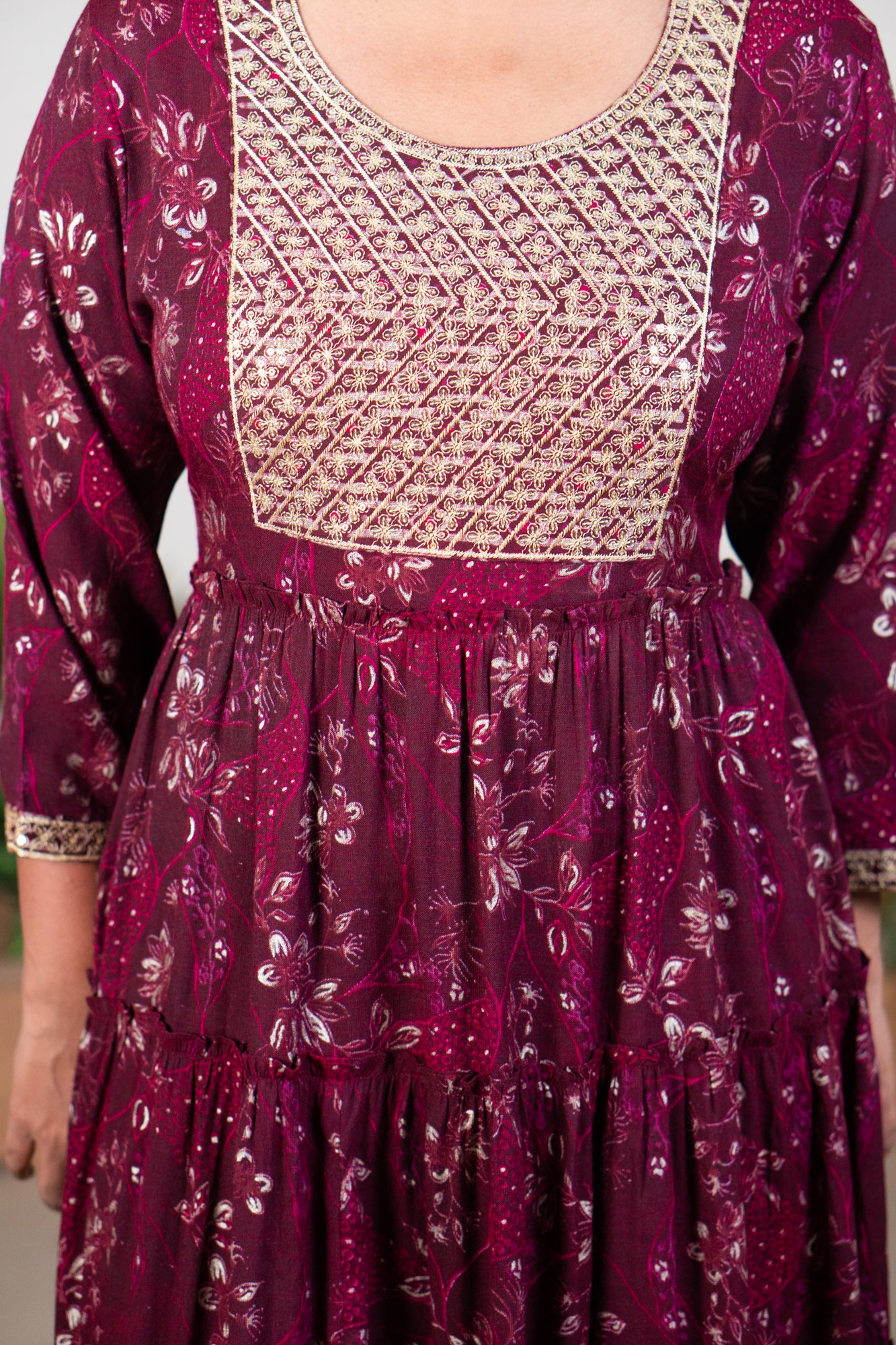 Purple mayurpankhi gown with sequin work