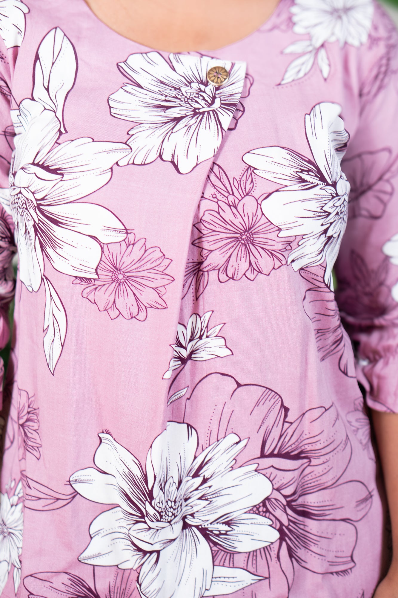 Floral front fold lavender viscous top