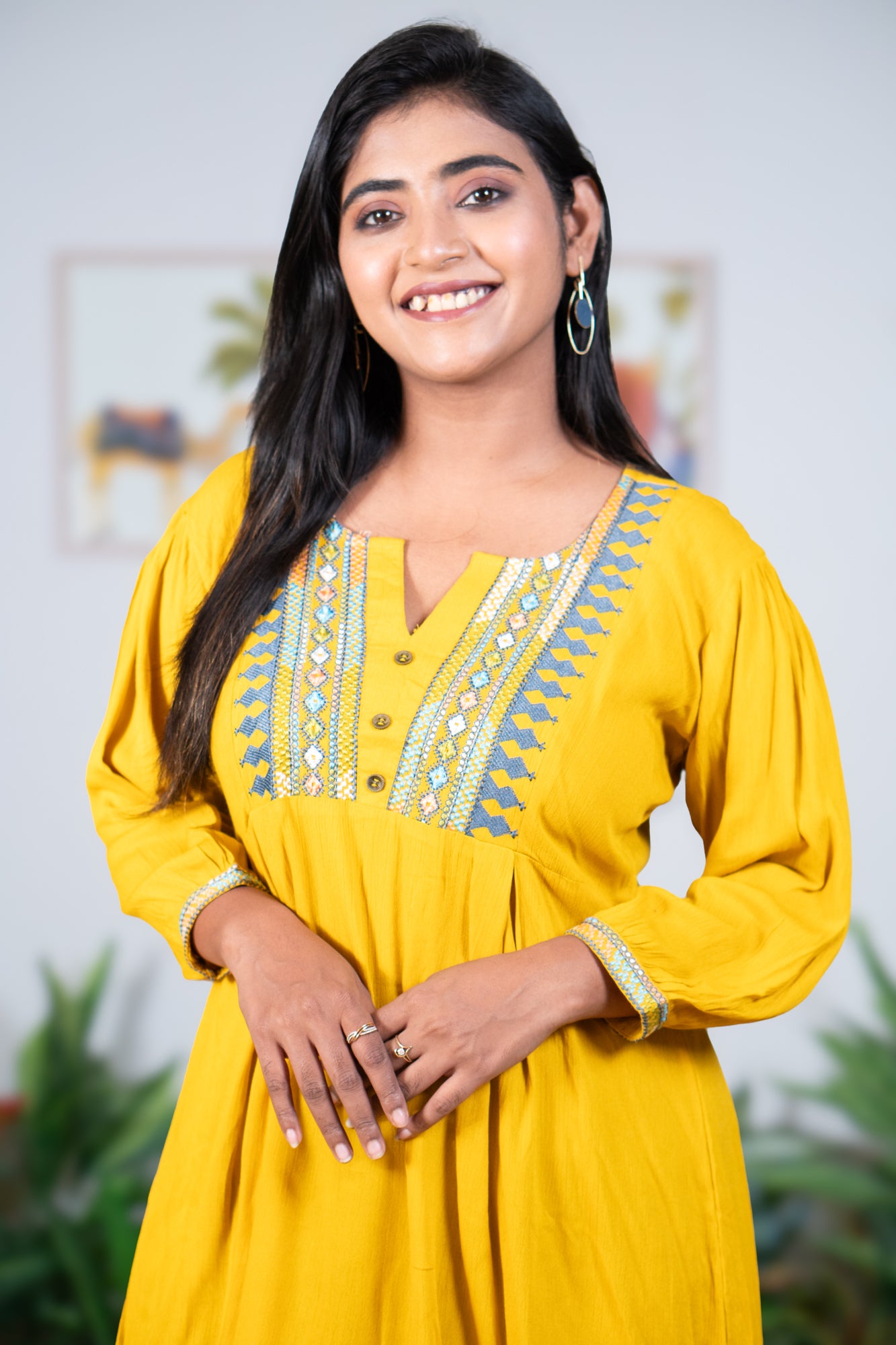 Yellow thread work top