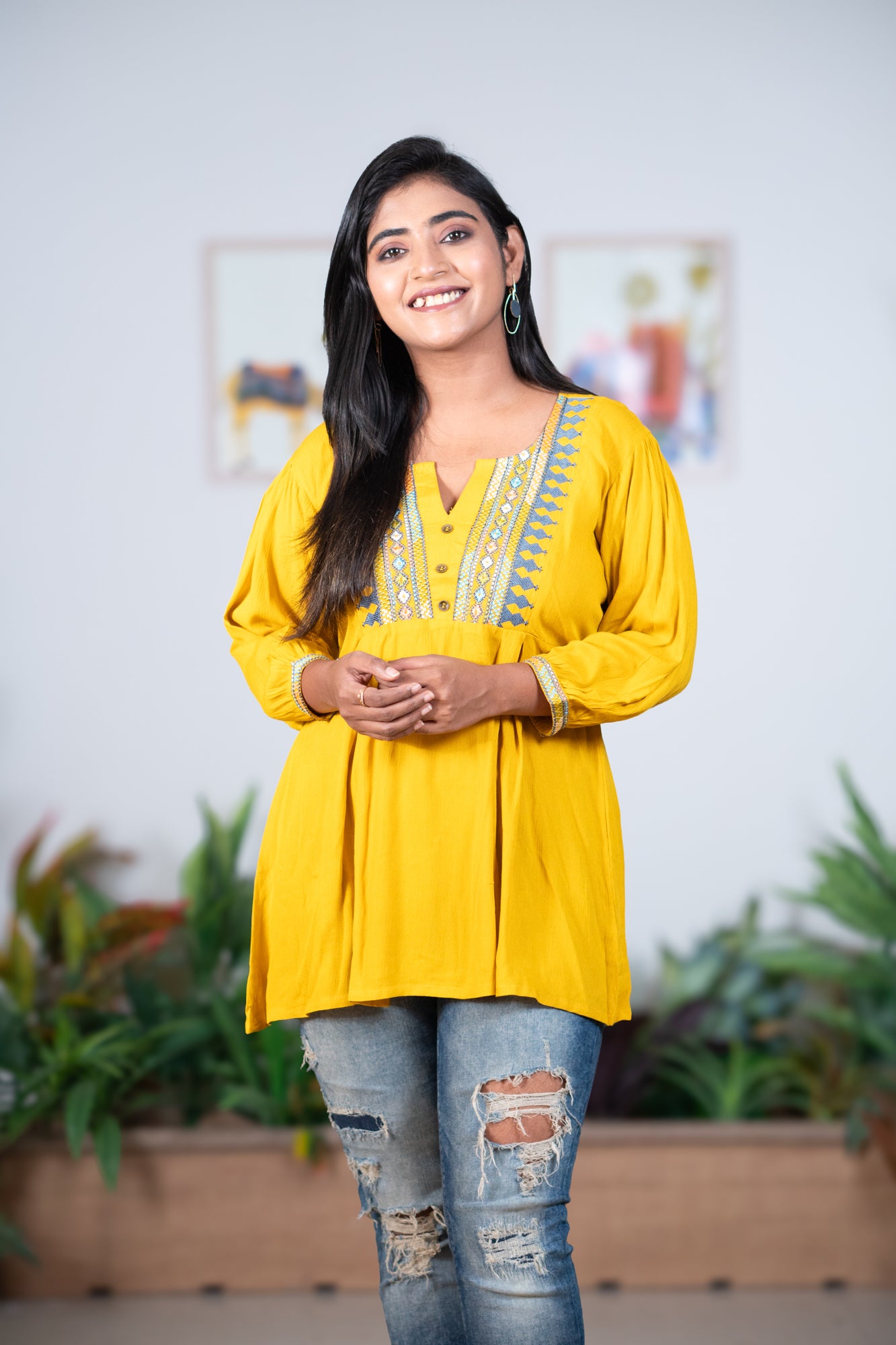 Yellow thread work top