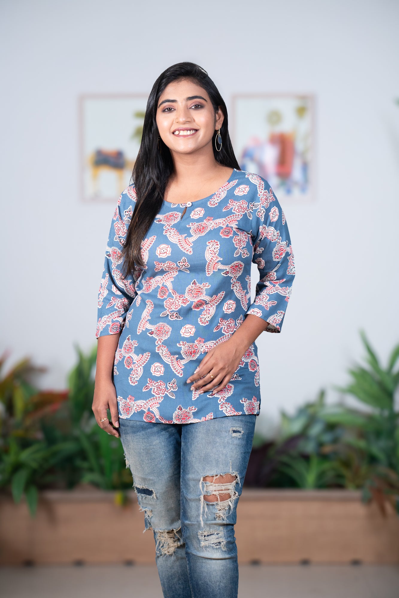 Bengali tunic denim colour