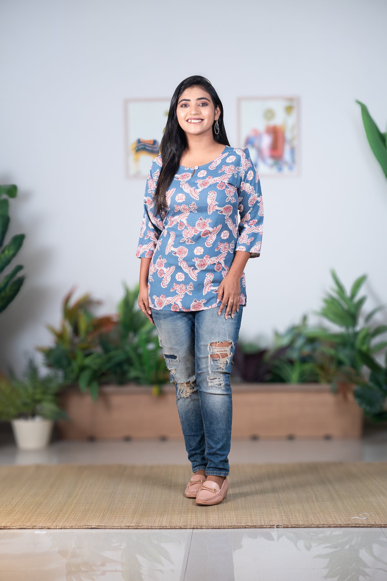 Bengali tunic denim colour