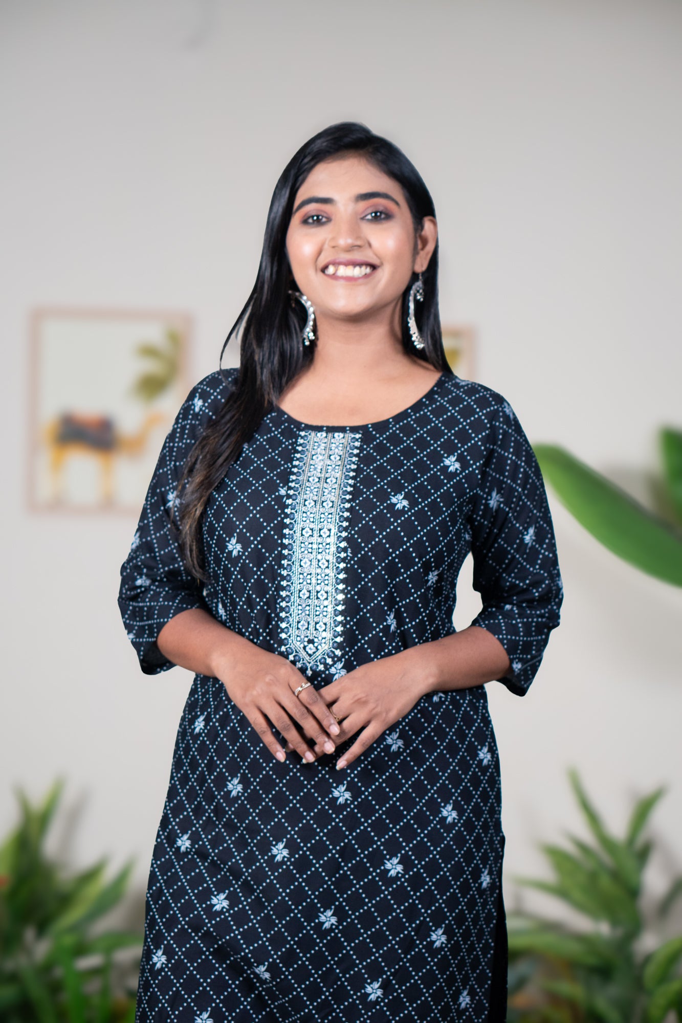 Black Kurti with Thread & Sequin Embroidery