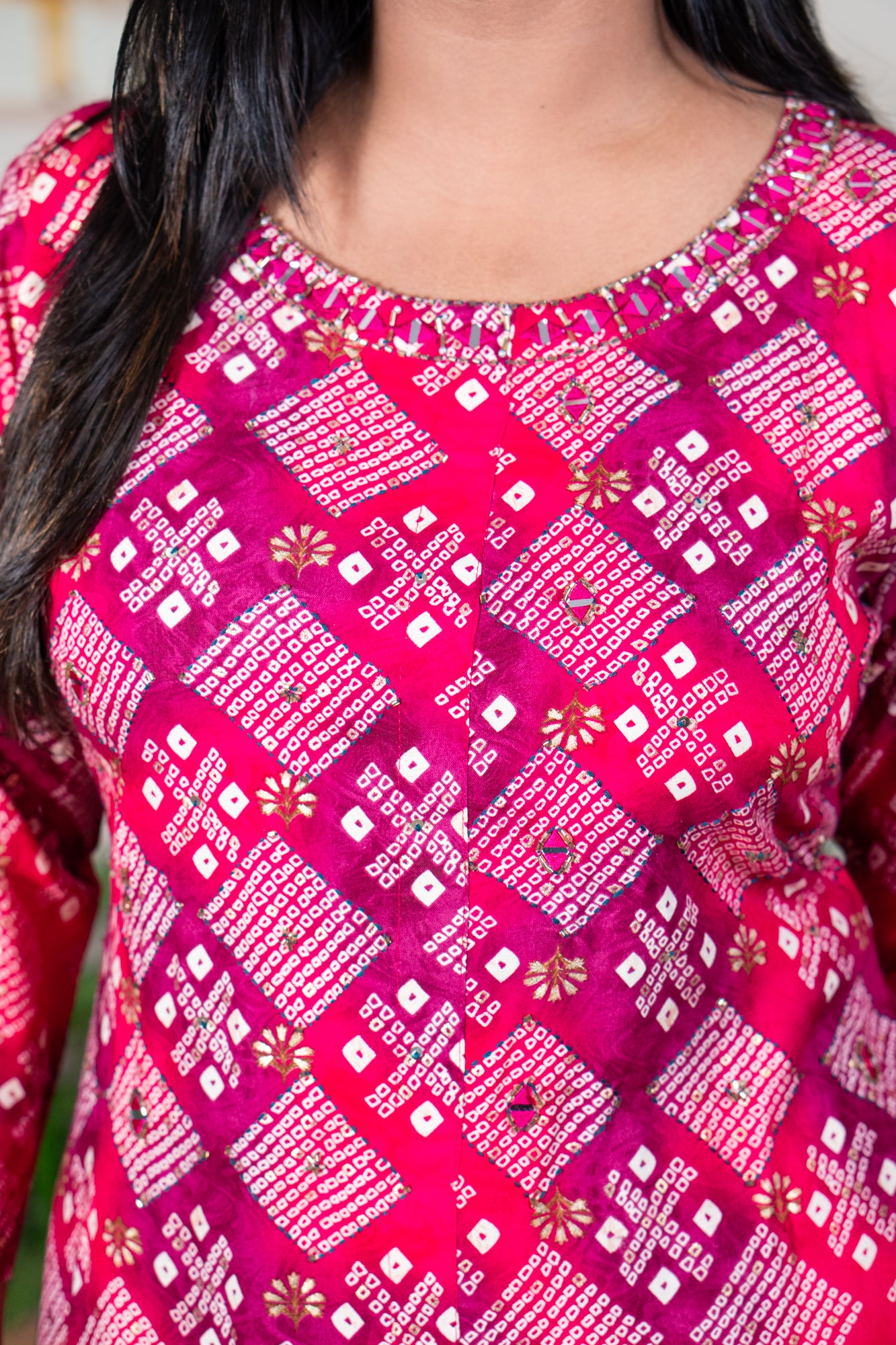 Dual colour Kurti with Katdana work