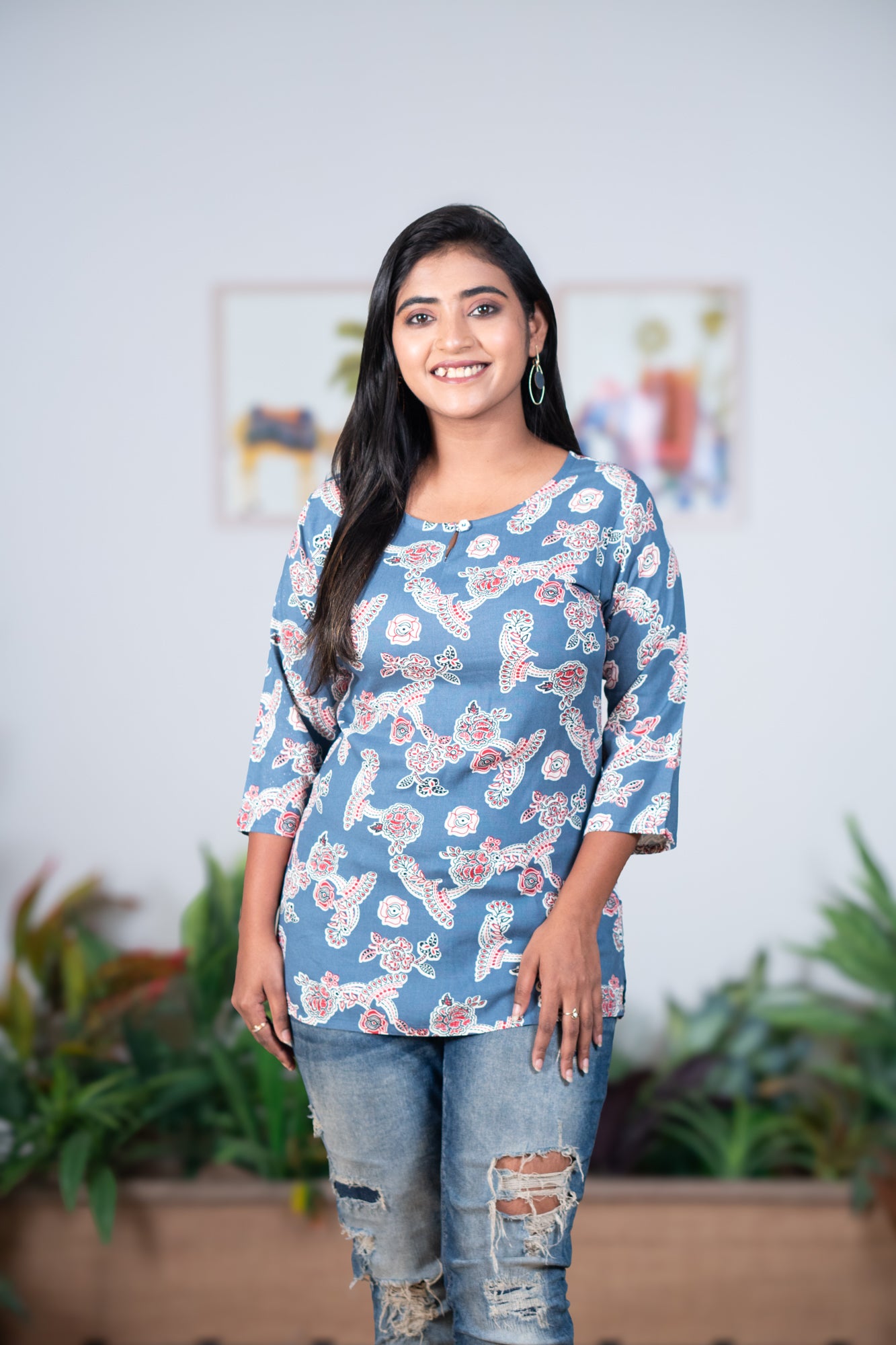 Bengali tunic denim colour