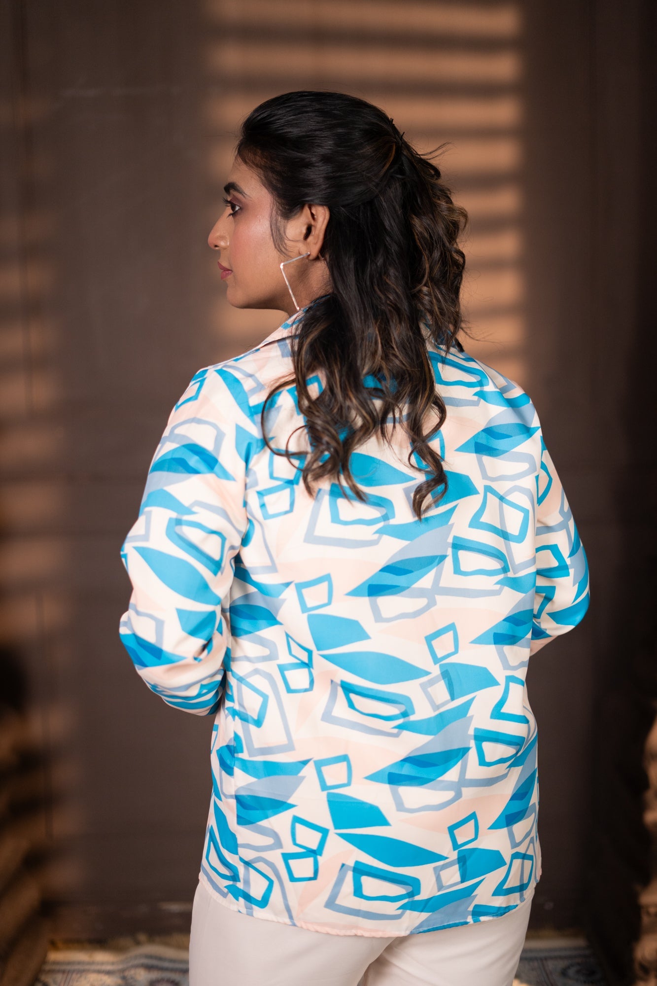 Kissi geometric Blazer 3 pice Set Sky