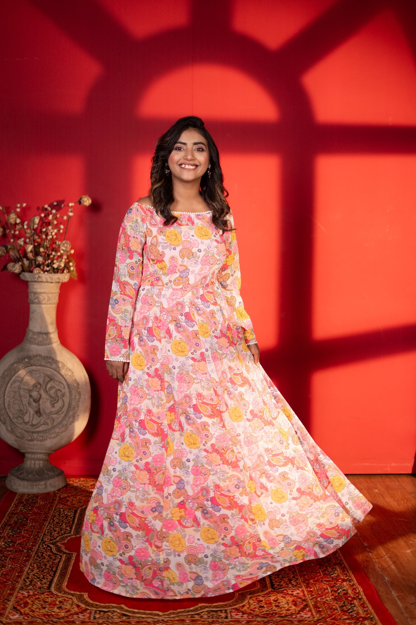 Kissi off shoulder Perl dress Chiffon - Pink