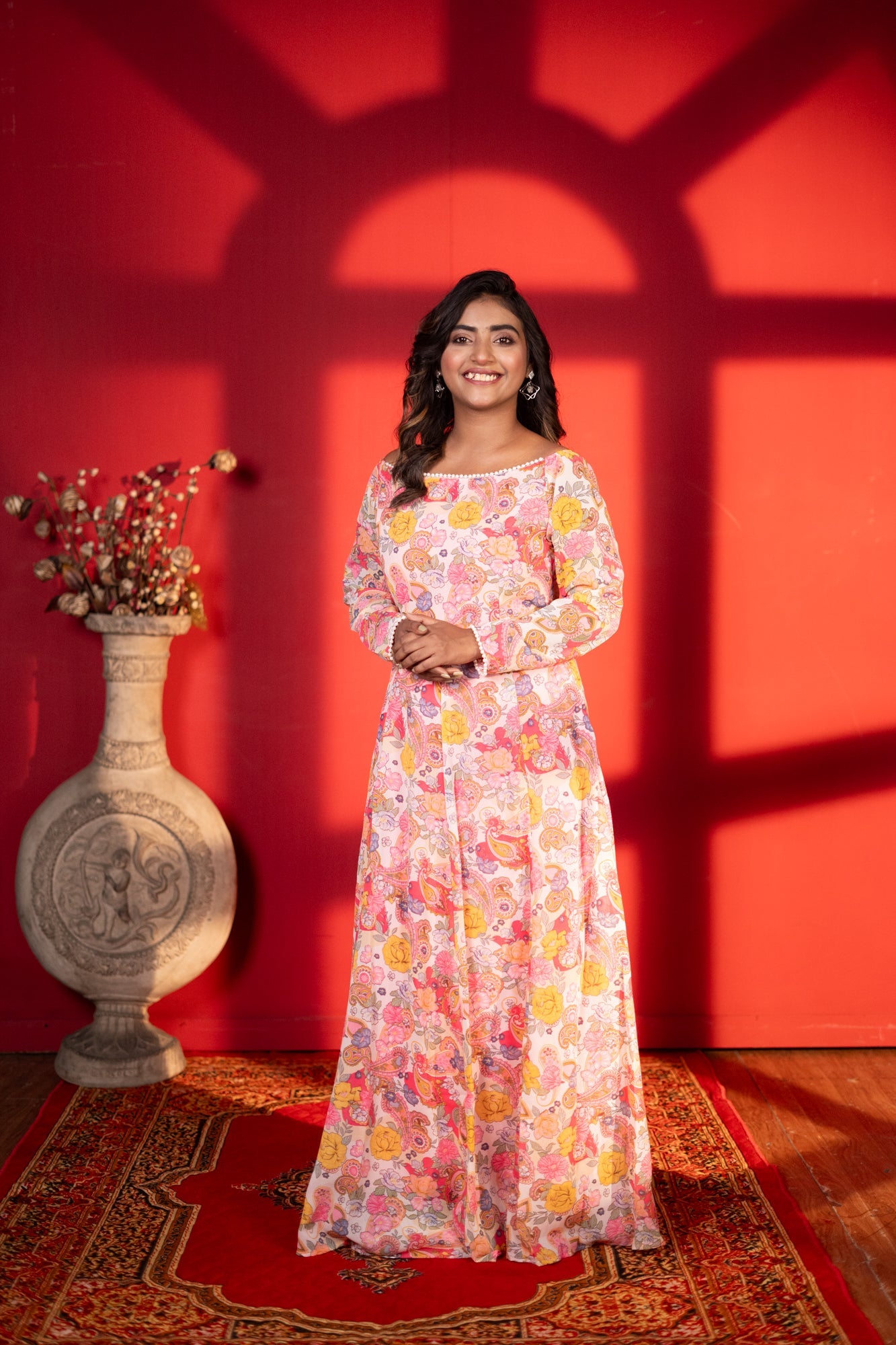 Kissi off shoulder Perl dress Chiffon - Pink