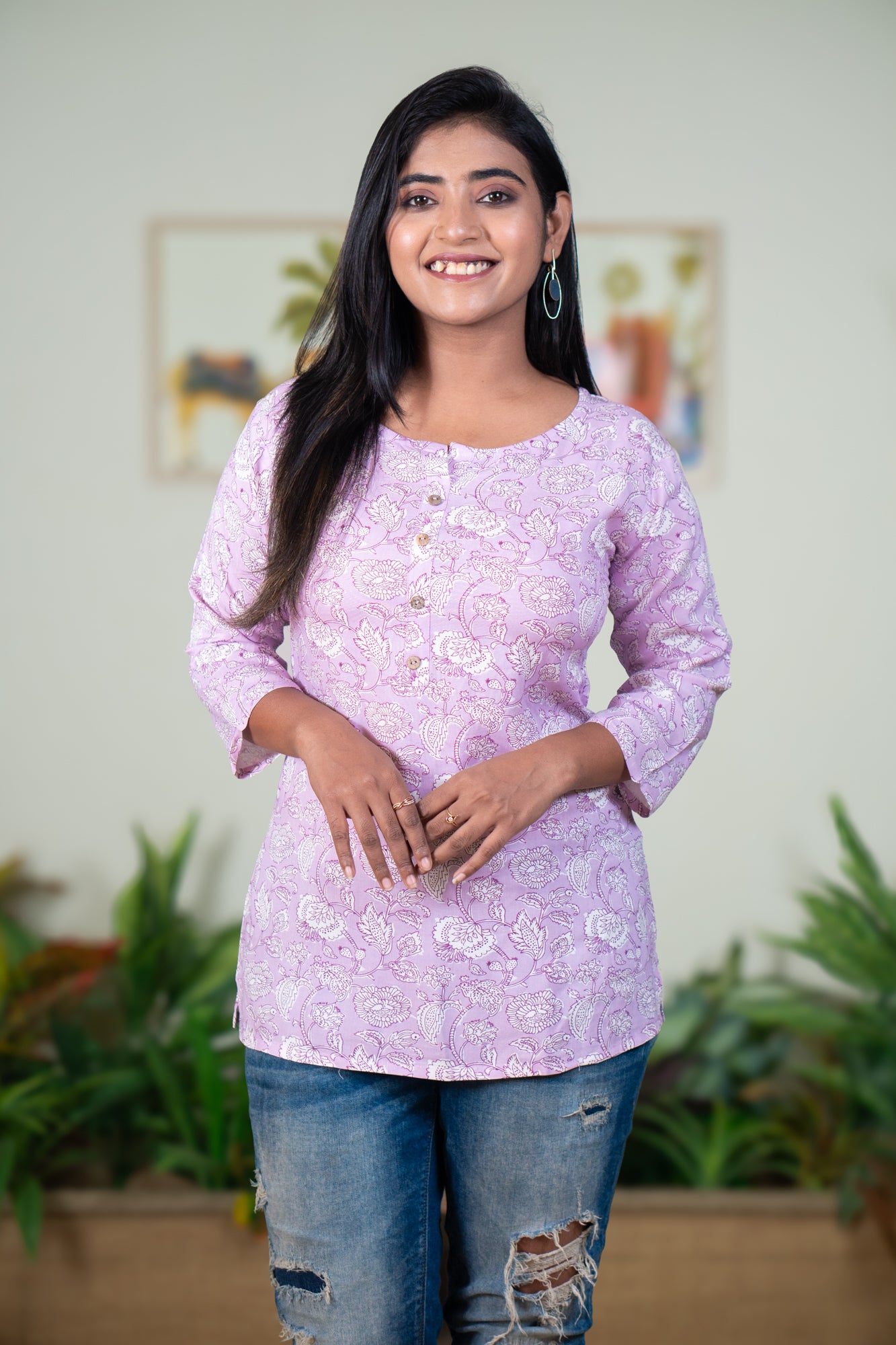 Lavender viscous tunic