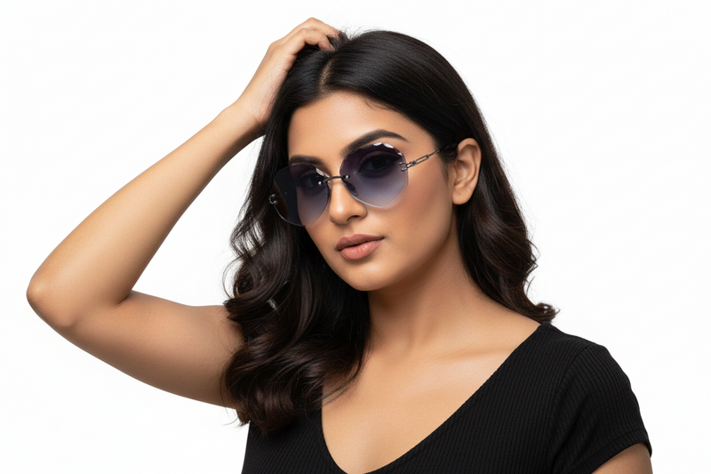 658. Celebrity Rimless diamond cut UV400 Retina protected cooling glass