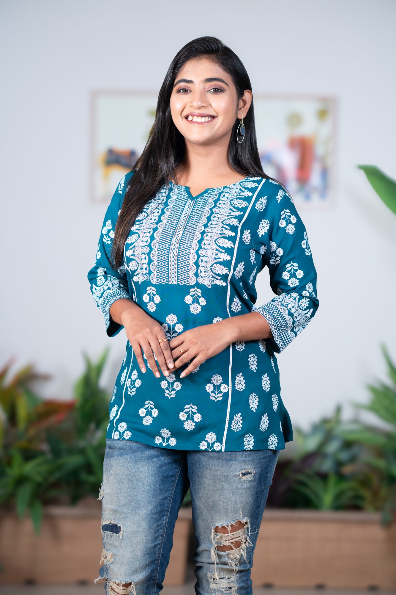 Ethnic rama blue tunic