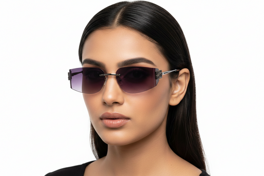 872. Unisex metal Rimless curve sunglass UV400 Retina protected cooling glass