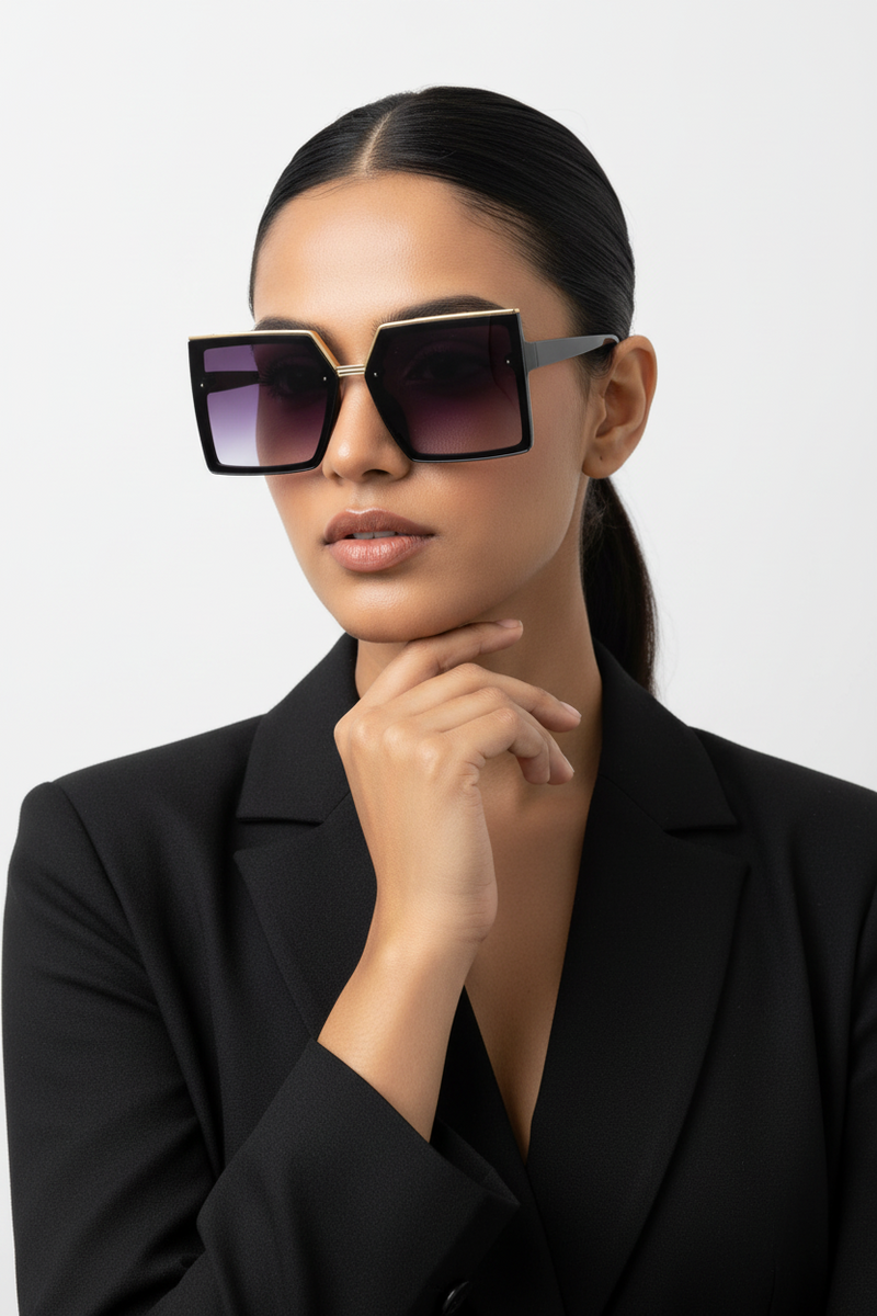 Q97. Premium bold black sunglass UV400 Retina protected cooling glass