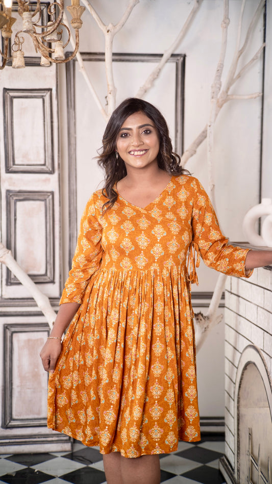 Hyrr Stree2 Gown Side Dori Mustard yellow