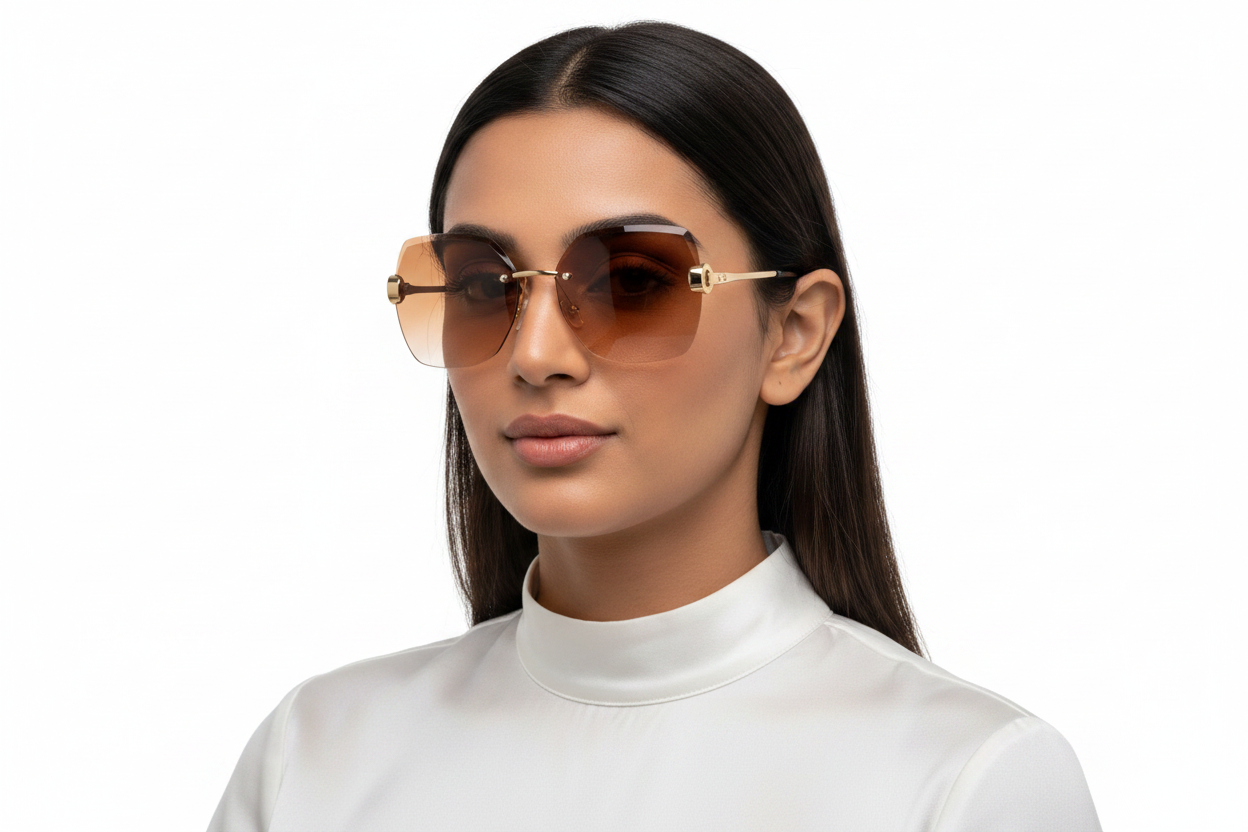 Q37E. Premium Rimless sunglass UV400 Retina protected cooling glass