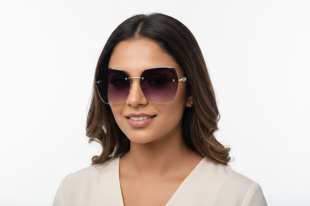 Q133F. Premium Rimless sunglass UV400 Retina protected cooling glass