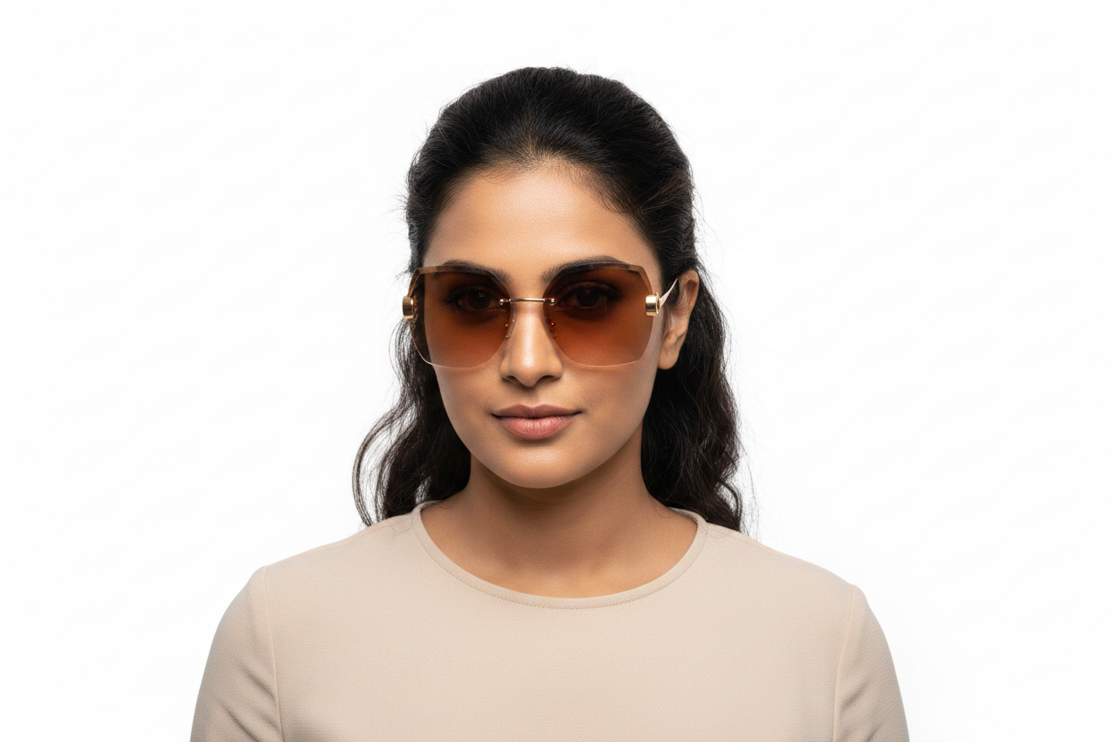Q37E. Premium Rimless sunglass UV400 Retina protected cooling glass