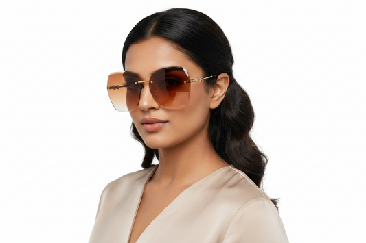 Q133G. Premium Rimless sunglass UV400 Retina protected cooling glass