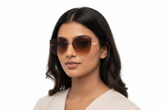 Q34D. Exclusive Rimless sunglass UV400 Retina protected cooling glass