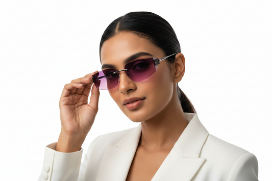 870. Unisex metal Rimless curve sunglass UV400 Retina protected cooling glass