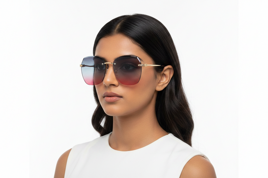 Q38d. Premium Rimless sunglass UV400 Retina protected cooling glass