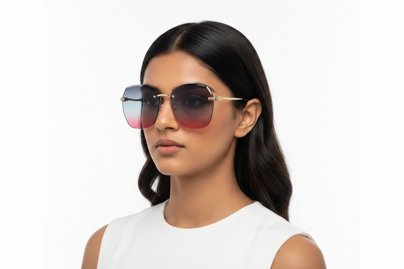 Q38d. Premium Rimless sunglass UV400 Retina protected cooling glass
