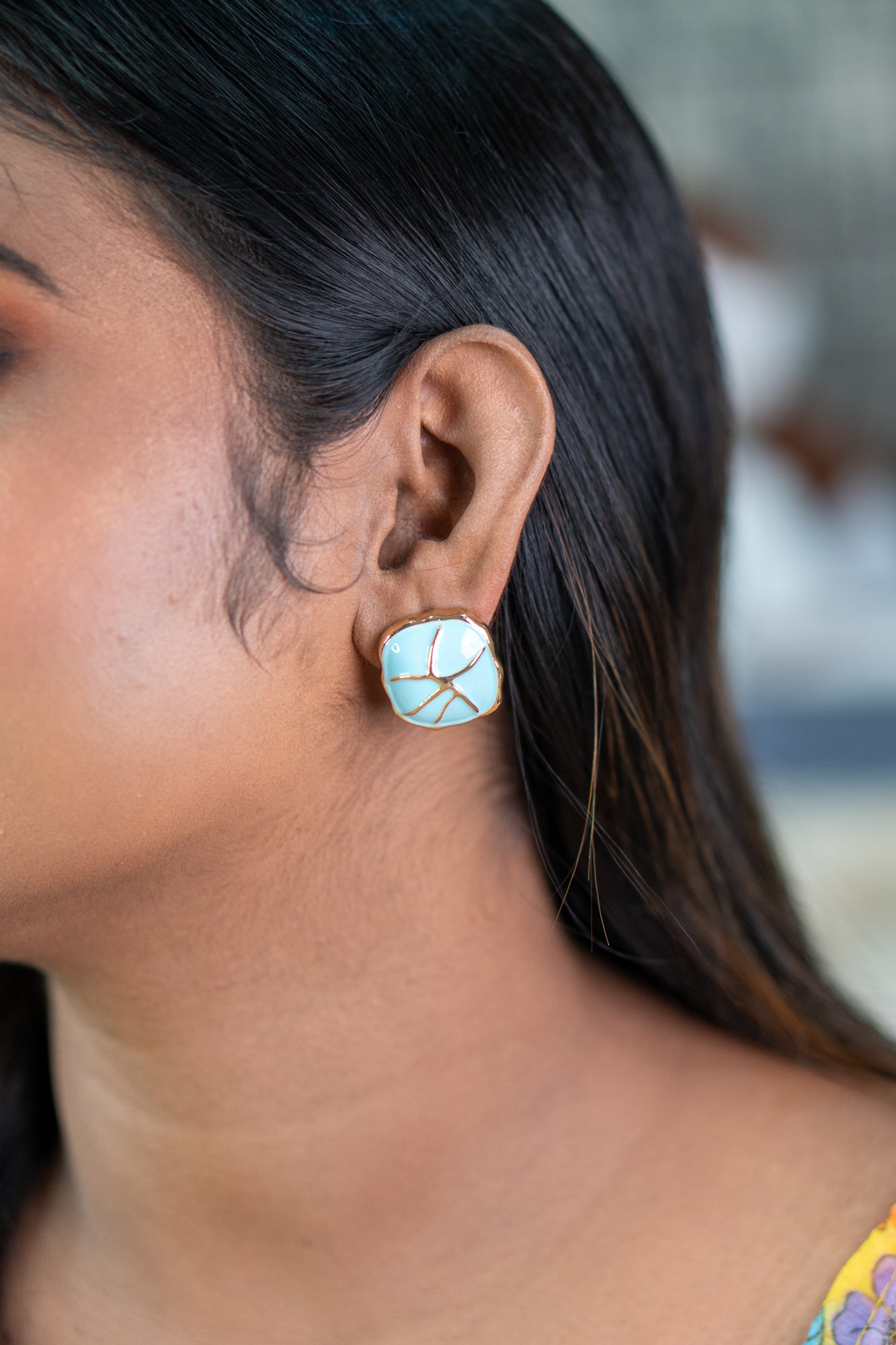 56. anti tarnished stone earrings blue