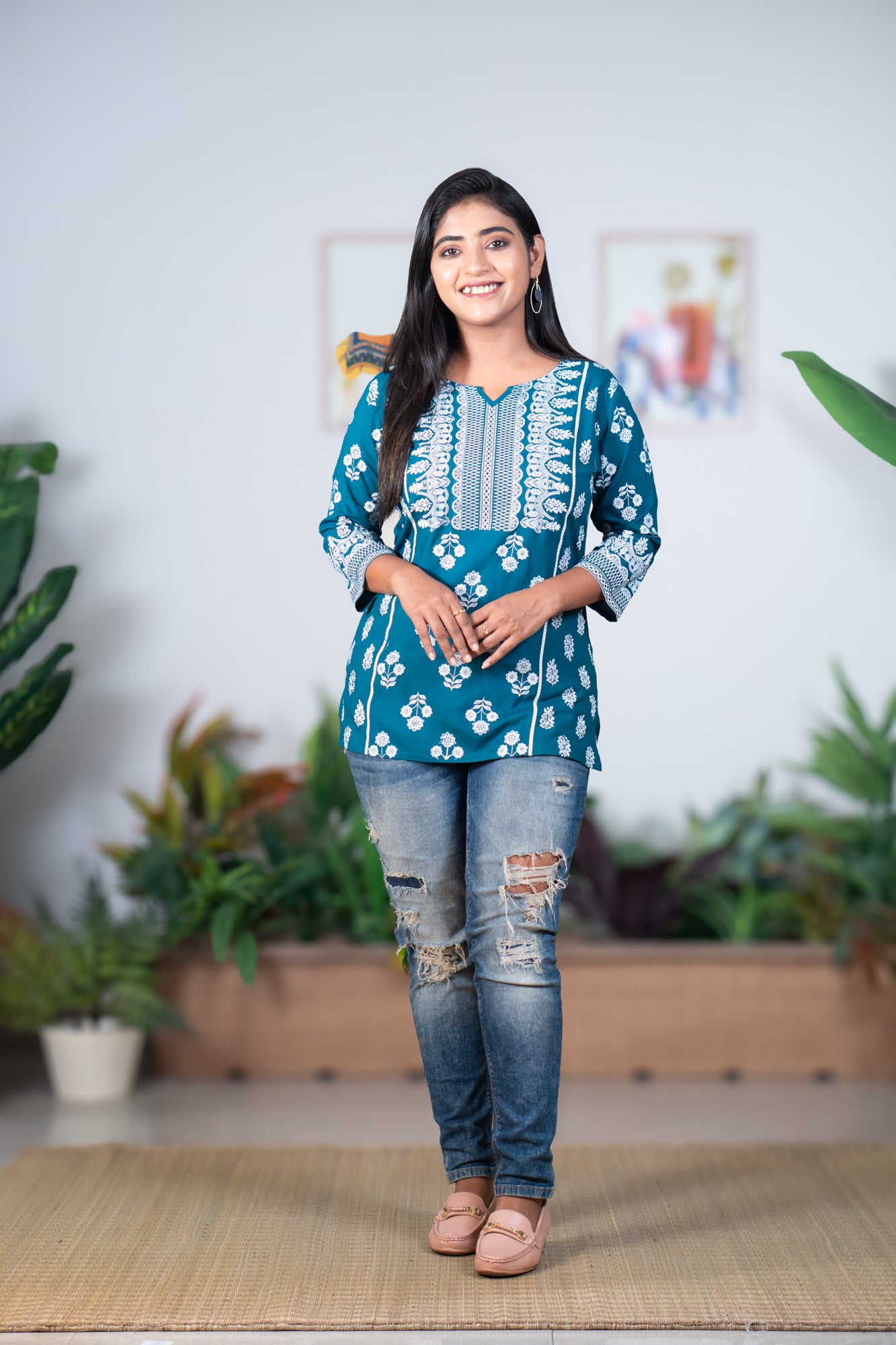 Ethnic rama blue tunic