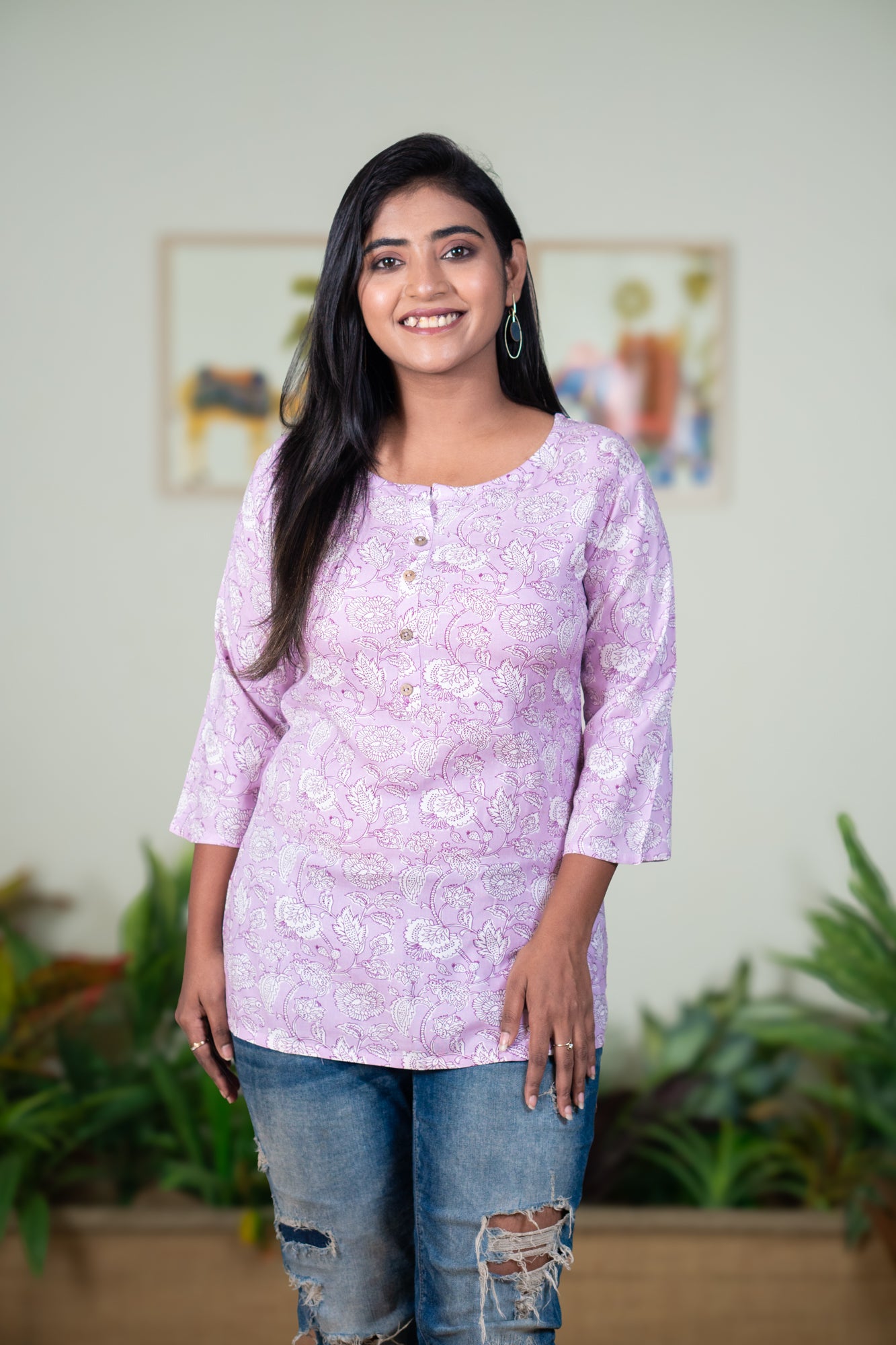 Lavender viscous tunic