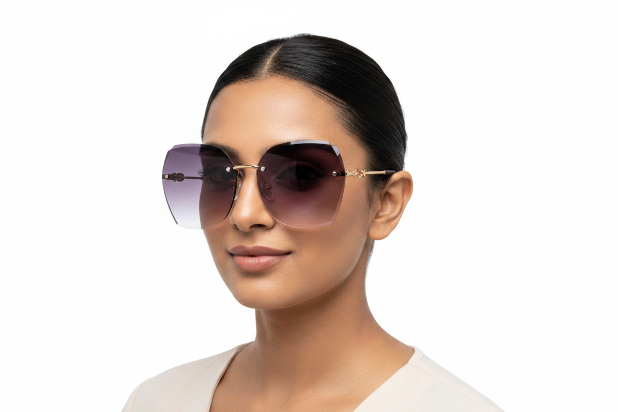 Q133F. Premium Rimless sunglass UV400 Retina protected cooling glass
