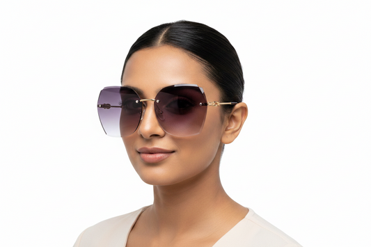 Q133F. Premium Rimless sunglass UV400 Retina protected cooling glass