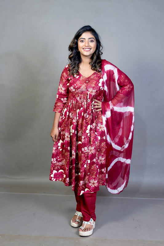 Hyrr Alia with dupatta 2pc set Marron