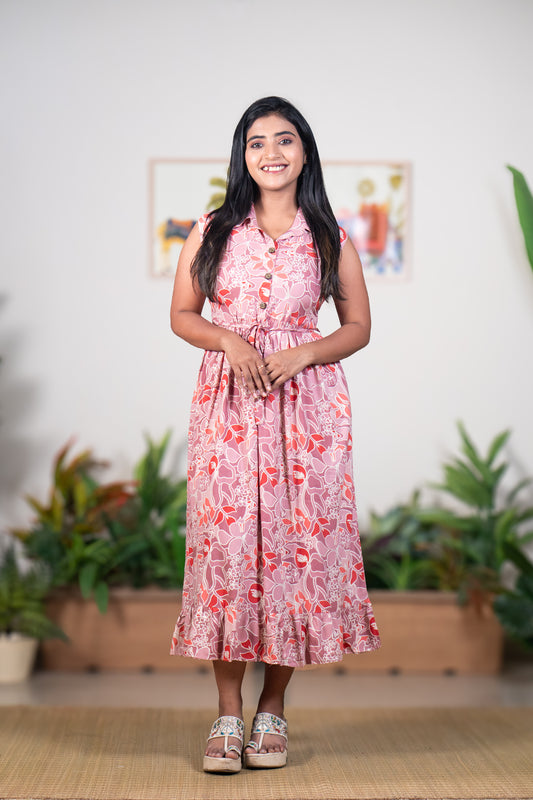 Rose gold viscous collar gown sleeve inside