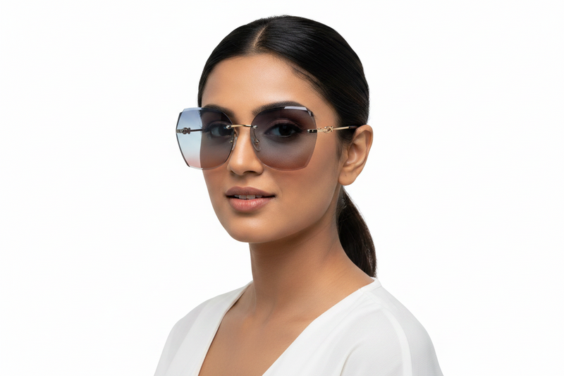 Q133B. Premium Rimless sunglass UV400 Retina protected cooling glass