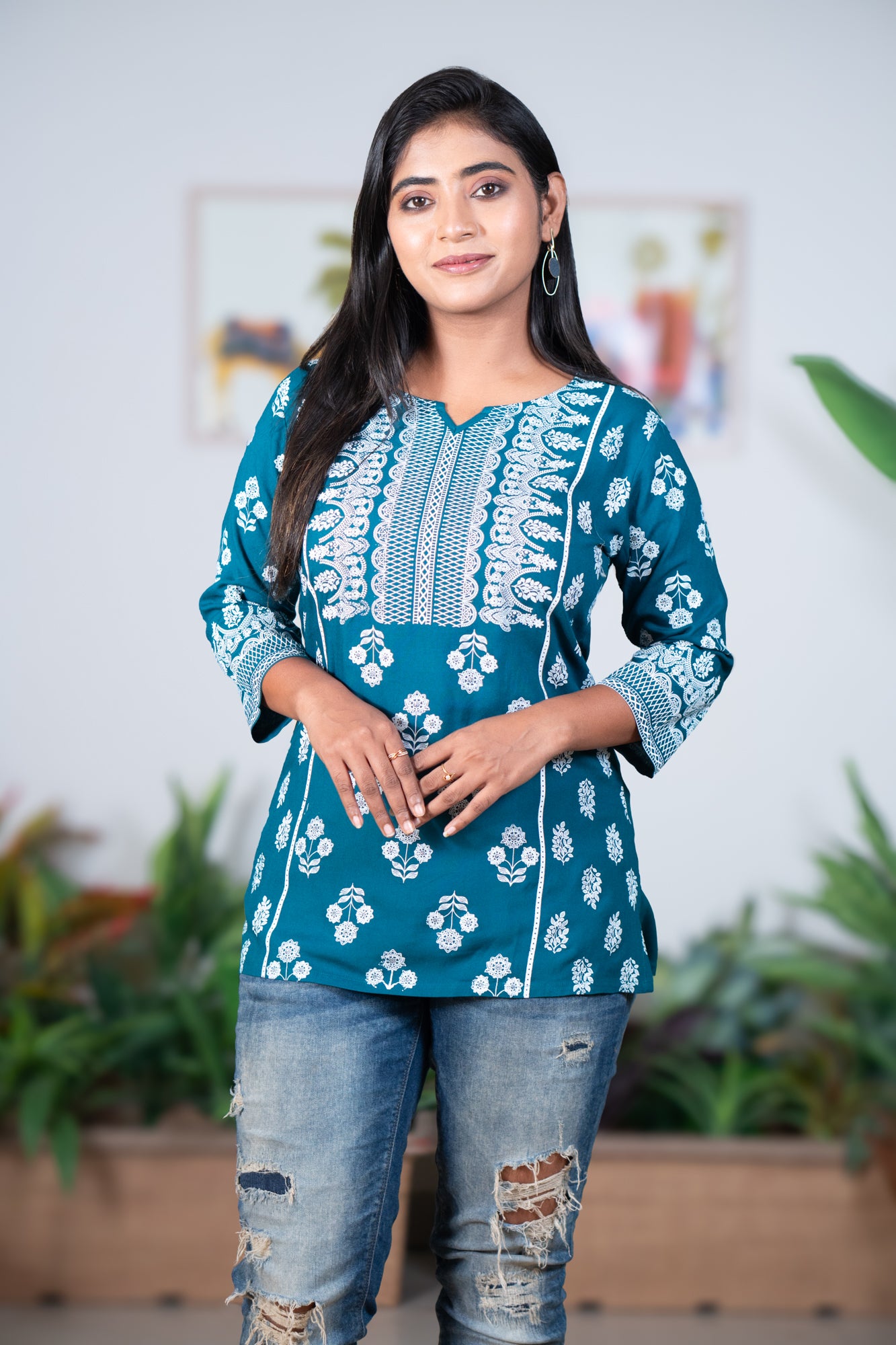 Ethnic rama blue tunic