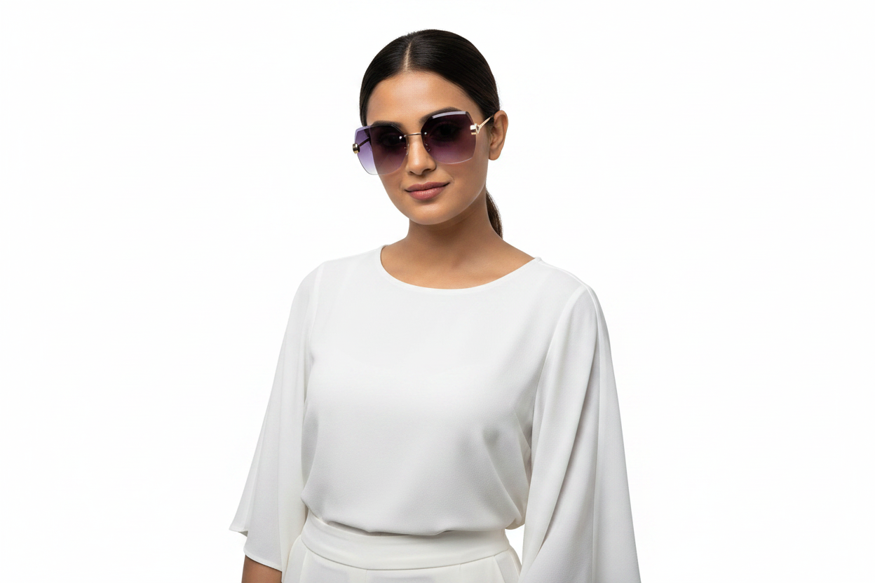 Q37D. Premium Rimless sunglass UV400 Retina protected cooling glass