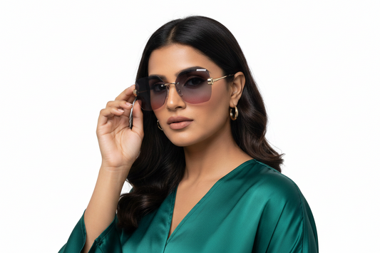 Q37B. Premium Rimless sunglass UV400 Retina protected cooling glass