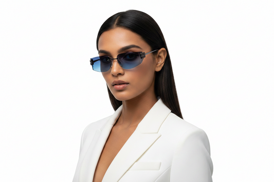 874. Unisex metal Rimless curve sunglass UV400 Retina protected cooling glass