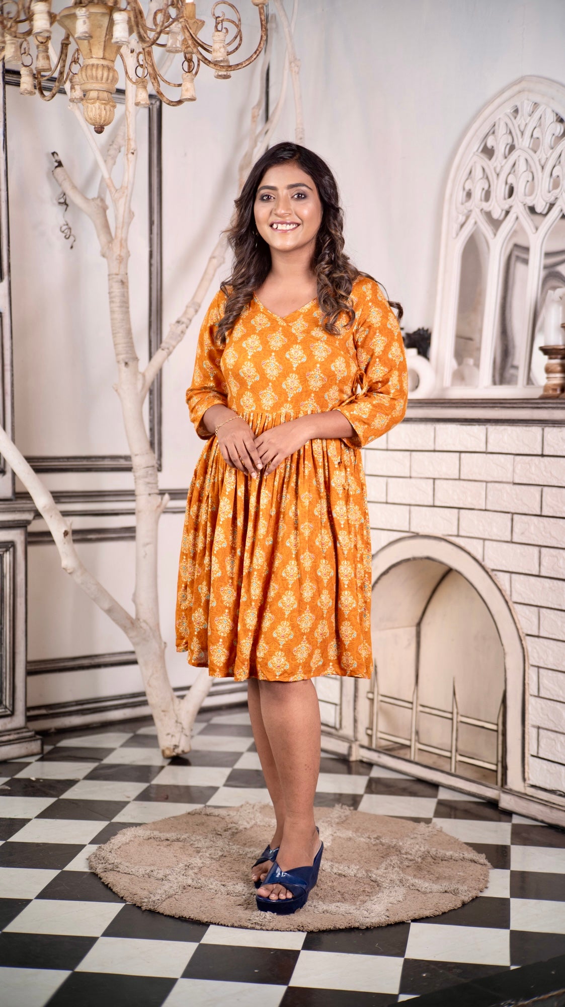 Hyrr Stree2 Gown Side Dori Mustard yellow