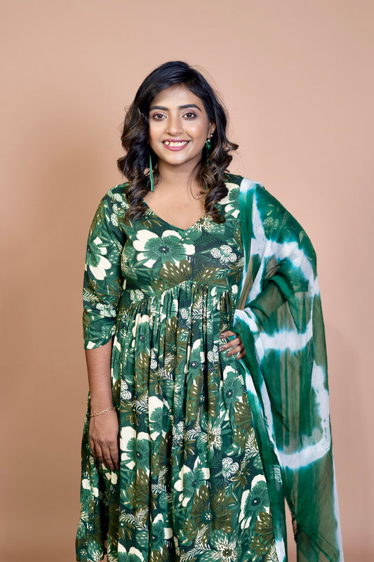 Hyrr Alia with dupatta 2pc set Green