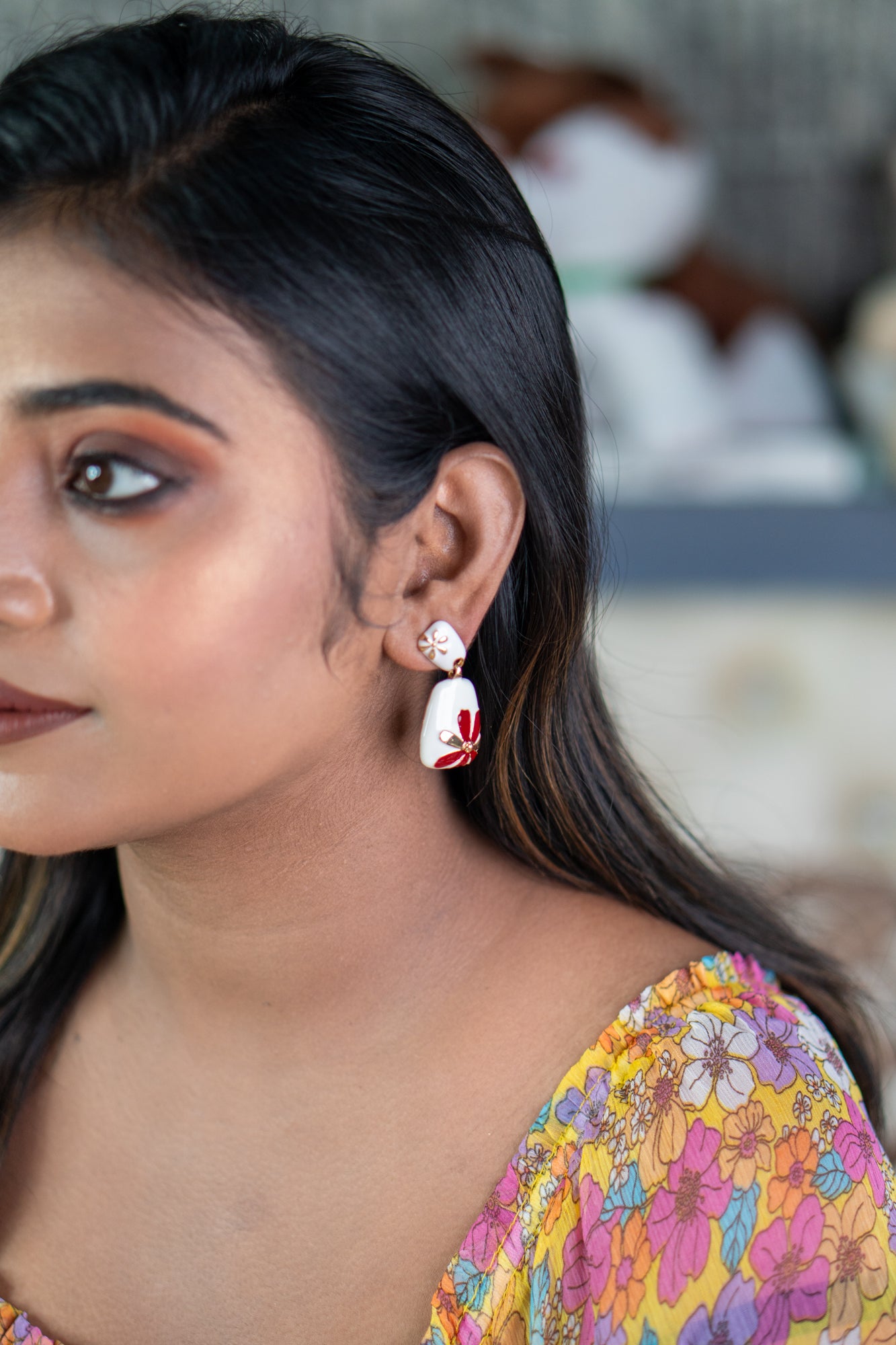 53. Anti Turnished stone Earrings Red