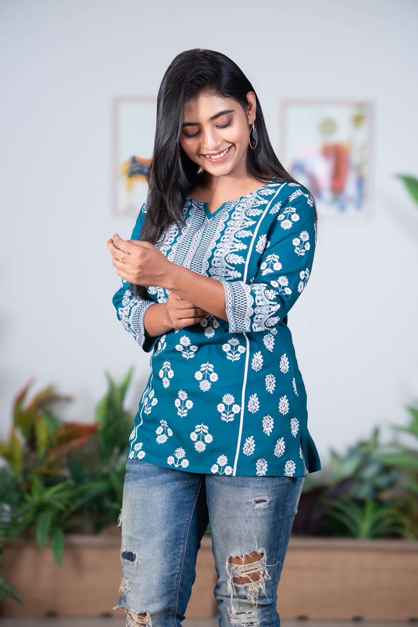 Ethnic rama blue tunic