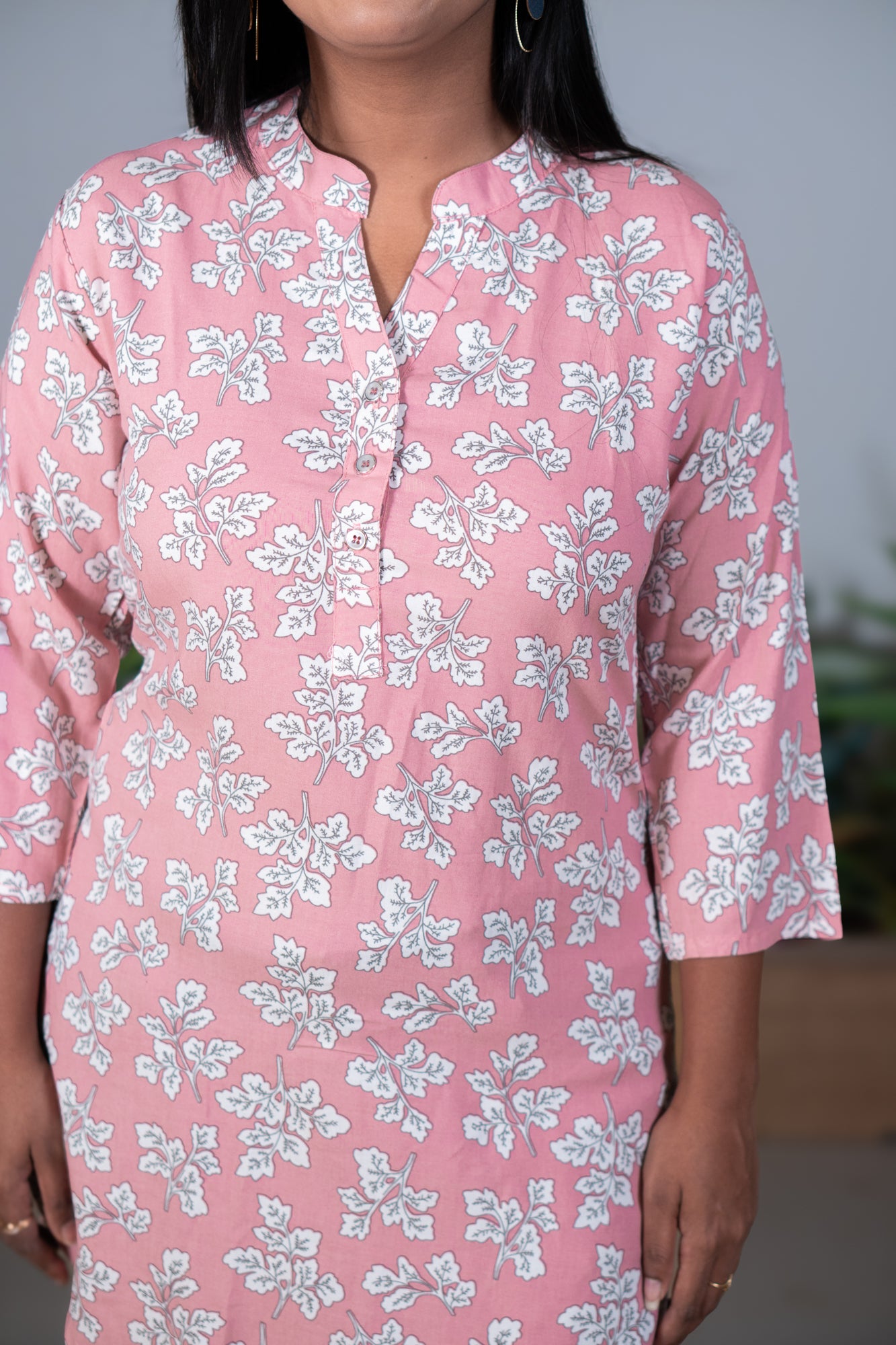 Peach long kurta floral print
