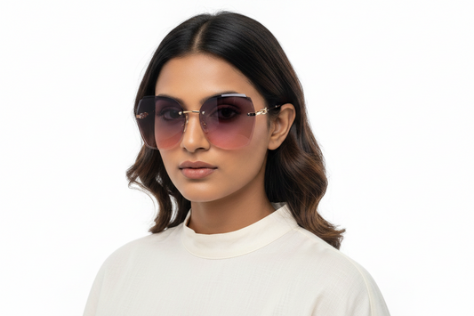 Q133C. Premium Rimless sunglass UV400 Retina protected cooling glass