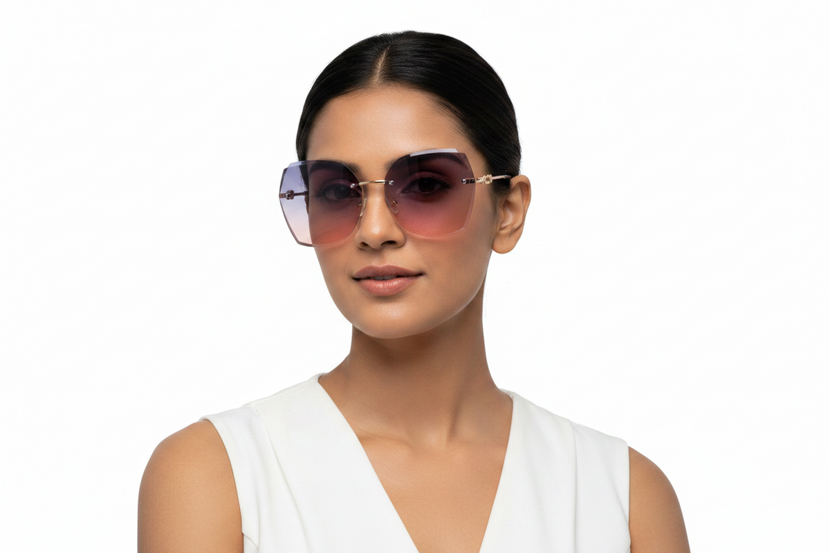 Q133C. Premium Rimless sunglass UV400 Retina protected cooling glass