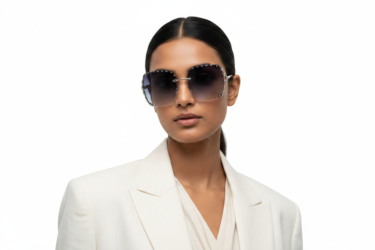 Q257. Premium rimless sunglass UV400 Retina protected cooling glass